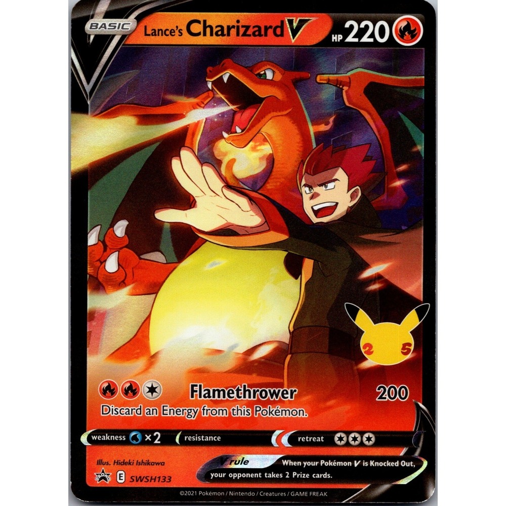 Pokemon Lance's Charizard V Promo SWSH133 Holo Sword & Shield Promo Card LP